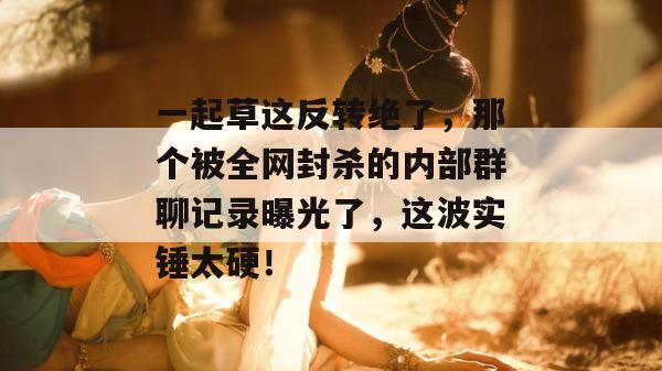 一起草这反转绝了，那个被全网封杀的内部群聊记录曝光了，这波实锤太硬！